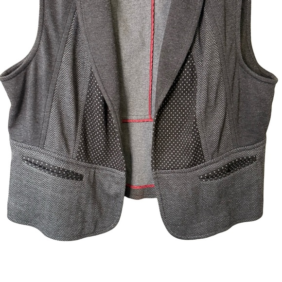 Coldwater Creek Charcoal Herringbone Vest with Polka Dot Trim Size 2X Classic - Picture 11 of 12